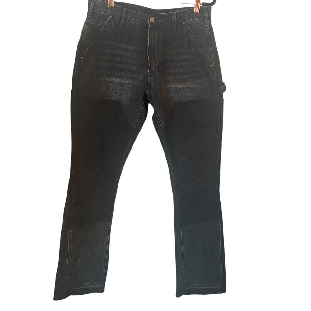 MNML D212 Jeans Mens 31x35 Black Distressed Cargo Pockets Punk Hip Hop
